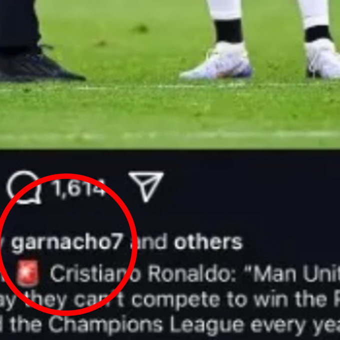 Garnacho nhấn "like" bài đăng chỉ trích Ten Hag của Ronaldo