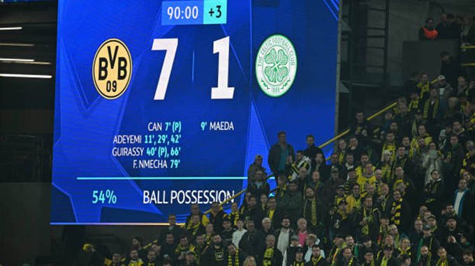 Dortmund thắng Celtic với tỷ số 7-1